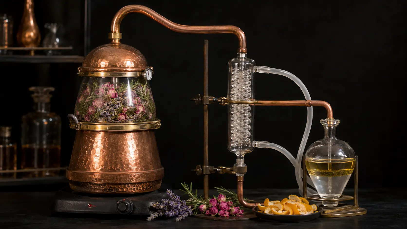 استخراج اسانس گیاهان با روش تقطیر